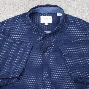 Construct Shirt Mens Large Blue Geometric 4-Way Stretch Slim Fit Short Sleeve